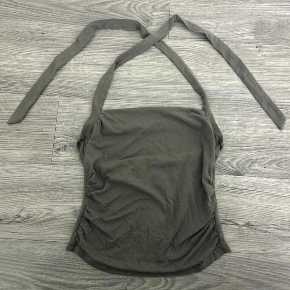 Green ruched halter top with adjustable tie straps #y2kfashion #festivalvibes